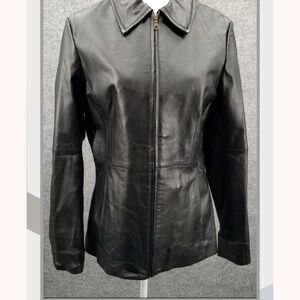 Elegant Black Leather Jacket for Women